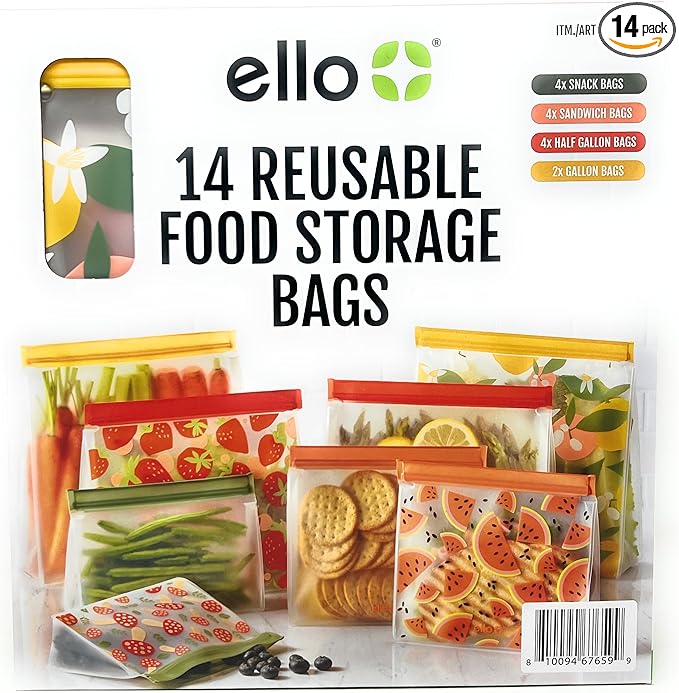 Ello 14 Reusable Food Storage Bags