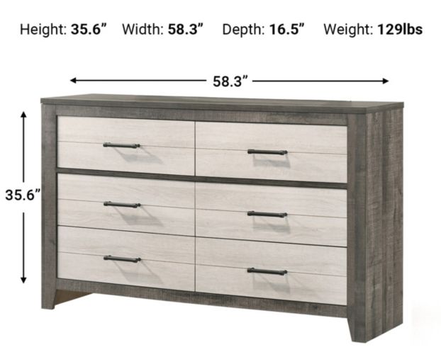 Crown Mark Furniture Rhett 6 Drawer Dresser in Gray B8170-1