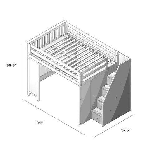 ¡Premio gordo! Estudio completo todo en uno con cama alta y escalera