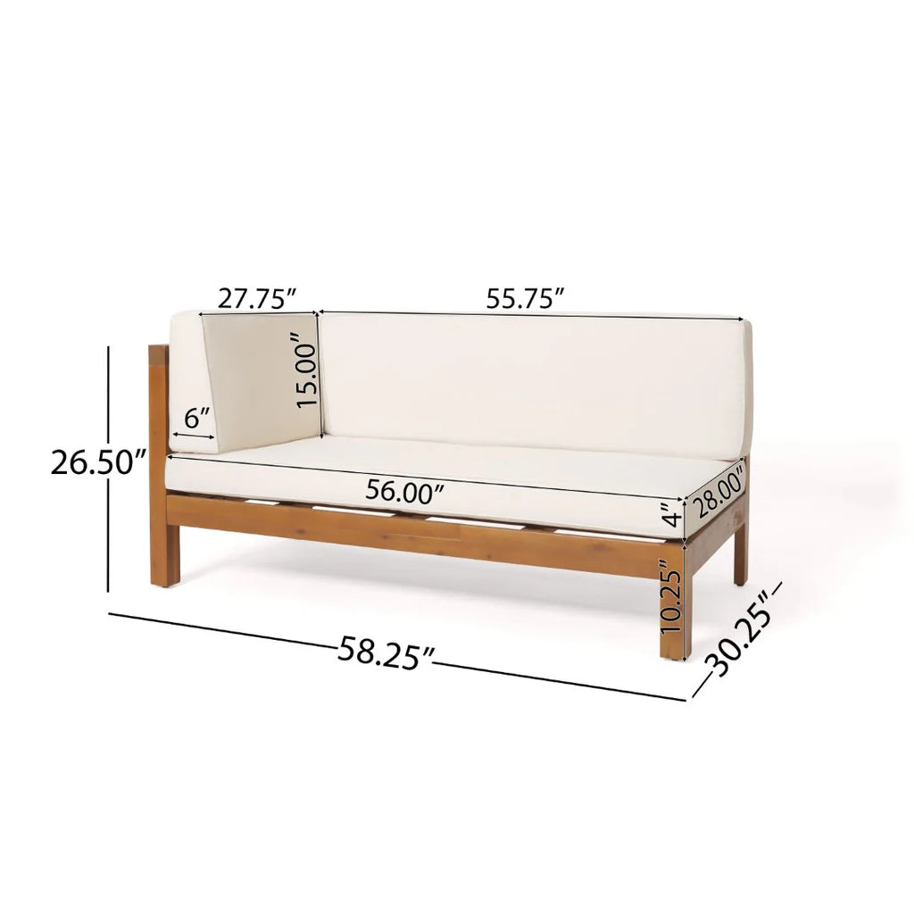 Christopher Knight Home® Brava X-Back Corner Bench, Beige - Rustic Charm, Acacia Wood, Water-Resistant - 58.25 x 30.25