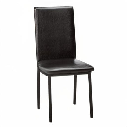 Juego de 4 sillas de comedor Noyes de cuero sintético con marco de metal de Roundhill Furniture, color negro 
