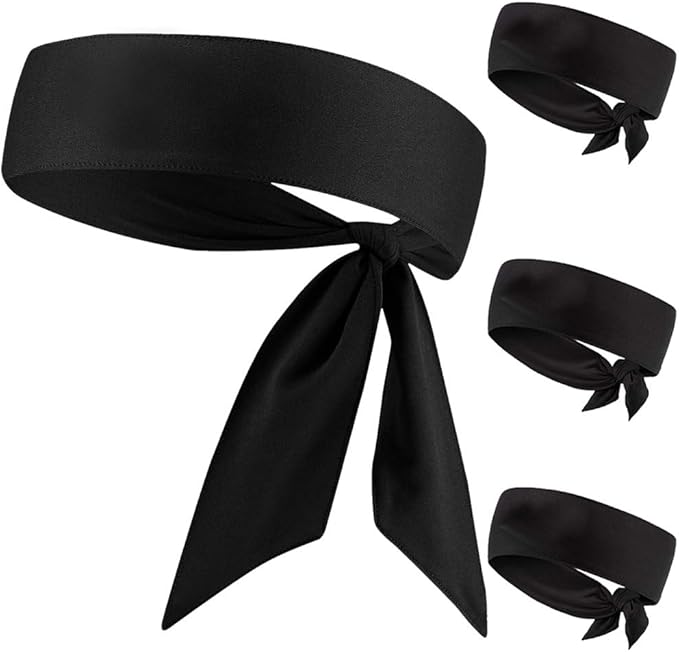 Unisex 3Pc Sport Head Tie Band (Black)