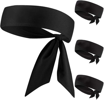 Unisex 3Pc Sport Head Tie Band (Black)