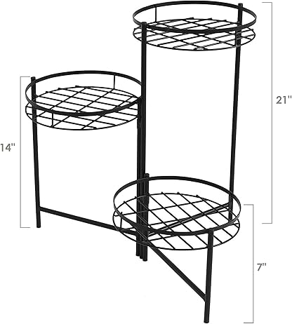 Sunnydaze 22" 3-Tiered Metal Plant Stand for Indoor or Outdoor Flowerpot Holder - Set of 2 - Black