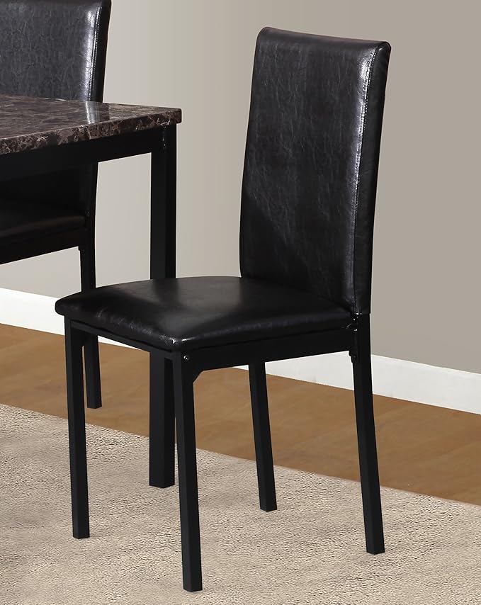 Juego de 4 sillas de comedor Noyes de cuero sintético con marco de metal de Roundhill Furniture, color negro 