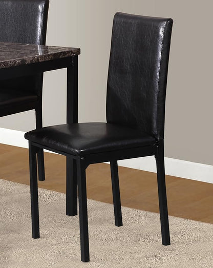 Juego de 4 sillas de comedor Noyes de cuero sintético con marco de metal de Roundhill Furniture, color negro 