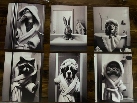 Animal Bathrobe Pictures set of 6