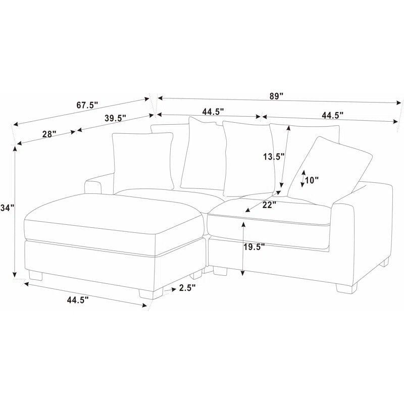 Arzelia  - Piece Corduroy Sectional (OTTOMAN ONLY)