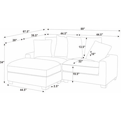 Arzelia  - Piece Corduroy Sectional (OTTOMAN ONLY)