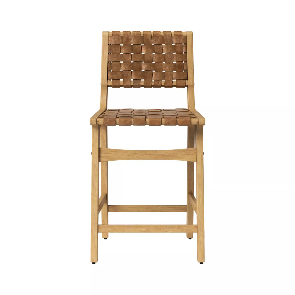 Taburete de bar alto tejido Ceylon de madera natural - Umbral: estructura de madera de caucho, capacidad de 250 lb