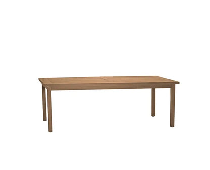 Mesa de comedor exterior rectangular de aluminio y metal de Club, color roble 