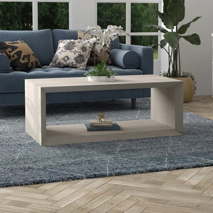 Mesa de centro de madera sintética Foxtrot con estante de aliso blanco 