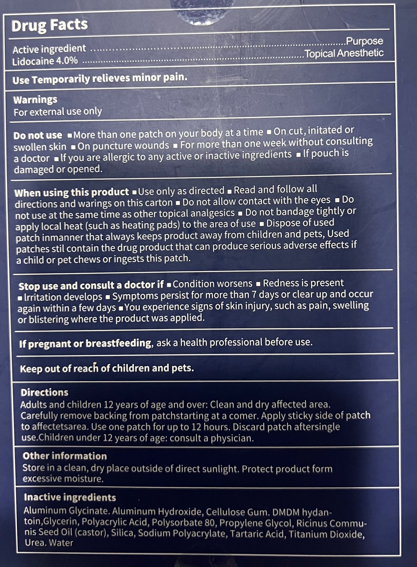 Lidocaine Patches
