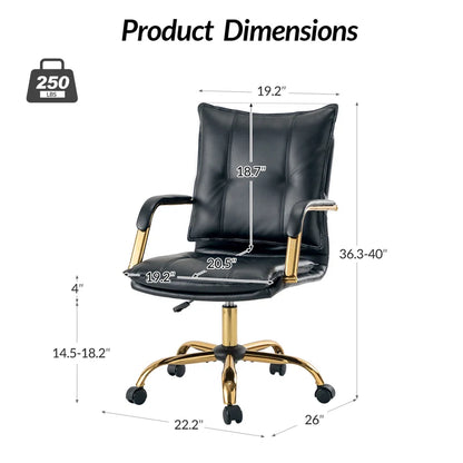 Silla de trabajo de cuero Lundgren con brazos acolchados 