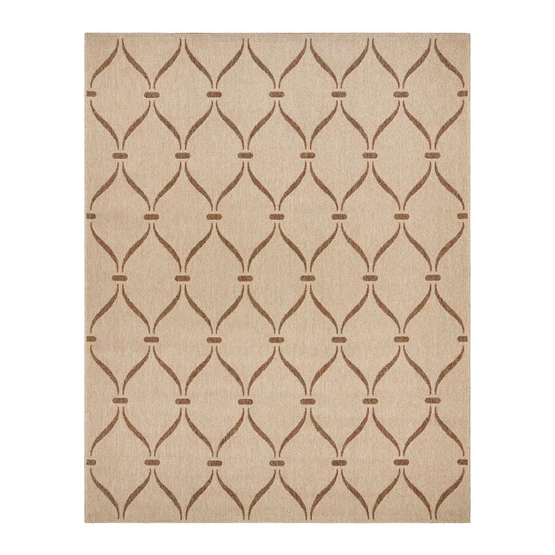 Alfombra de interior y exterior de tejido plano con diseño geométrico de transición informal Ringley Araceli en marrón y beige