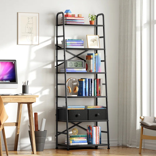 Shela 69.7'' Tall Standard Ladder Bookcase, 6 Layer Bookshelf for Living Room, Home Office