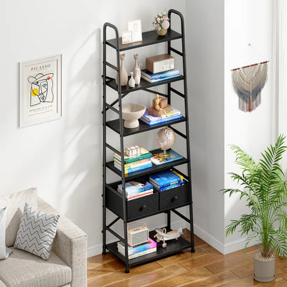 Shela 69.7'' Tall Standard Ladder Bookcase, 6 Layer Bookshelf for Living Room, Home Office