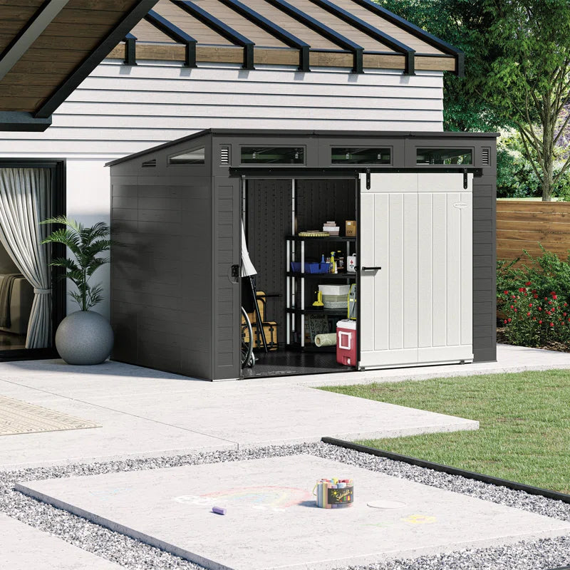 Cobertizo con puerta estilo granero modernista Suncast de 10' x 7' (disponible: 2) 