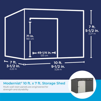 Cobertizo con puerta estilo granero modernista Suncast de 10' x 7' (disponible: 2) 