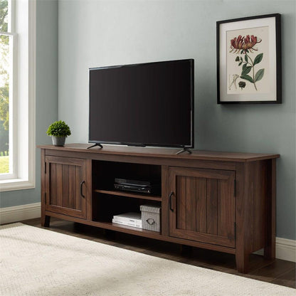 Mueble de TV moderno de madera de estilo rústico de 70 pulgadas de Walker Edison (nogal oscuro) W70CS2DDW